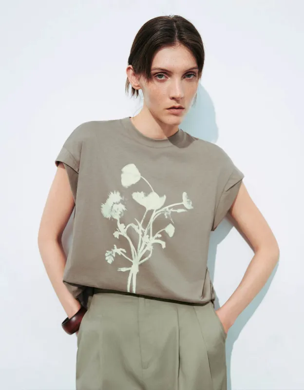 Printed Crew Neck Loose Tank Top sold by Urban Revivo