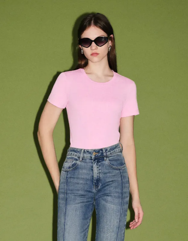 Crew Neck Straight T-Shirt sold by Urban Revivo