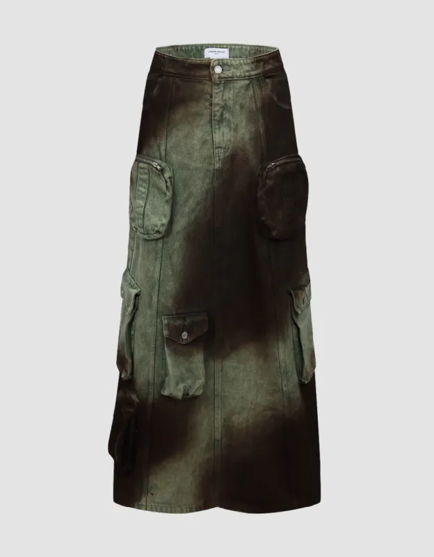 Gradient A-Line Denim Skirt sold by Urban Revivo