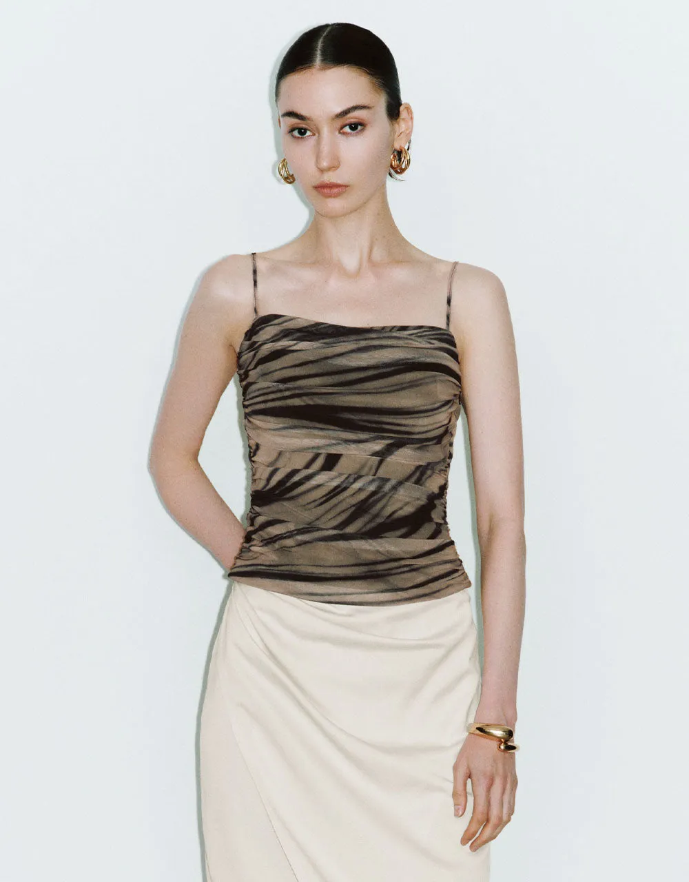 Printed Ruched Cami Top sold by Urban Revivo