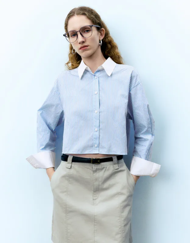 Striped Button Up Straight Shirt sold by Urban Revivo