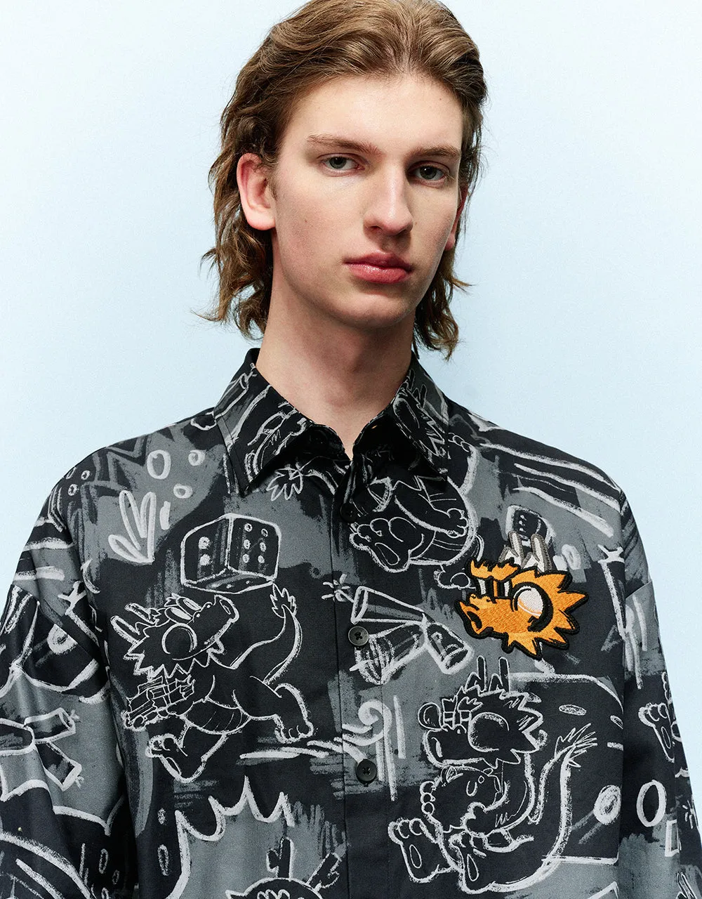 Graffiti Printed Button Up Loose Shirt sold by Urban Revivo product image thumbnail 4
