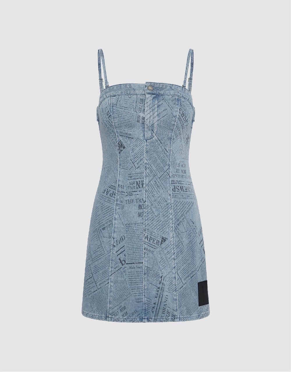 Printed Denim Strappy Dress sold by Urban Revivo