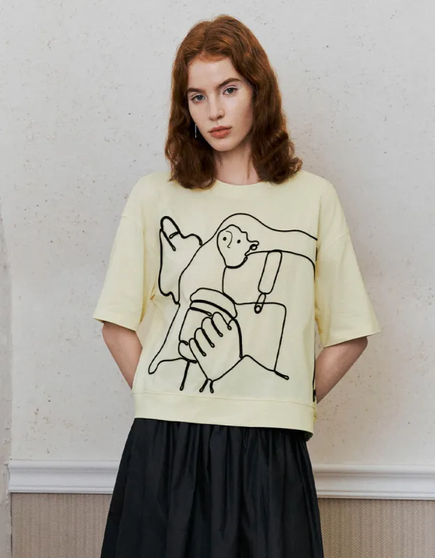 Printed Crew Neck Straight T-Shirt sold by Urban Revivo