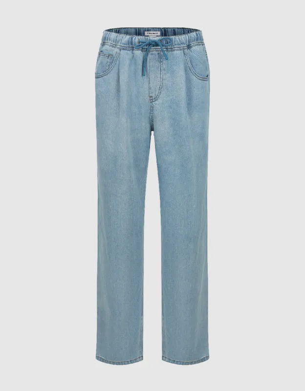 Elastic Wasit Straight Jeans sold by Urban Revivo