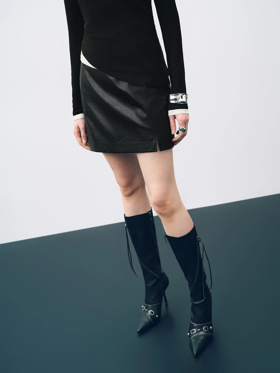 Vegan Leather Mini Straight Skirt sold by Urban Revivo product image thumbnail 3