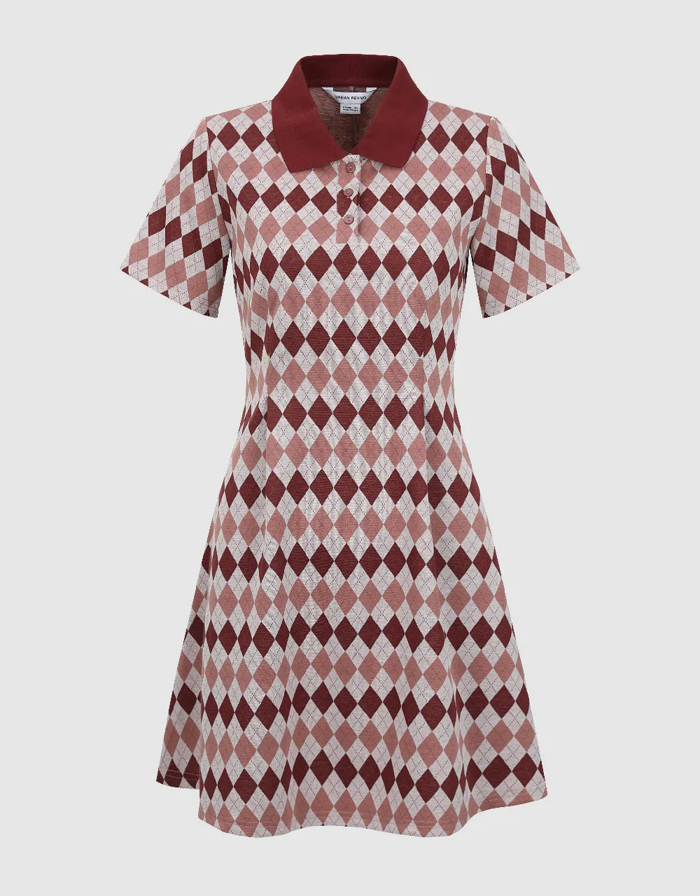 Argyle Printed A-Line Polo Dress sold by Urban Revivo product image thumbnail 2