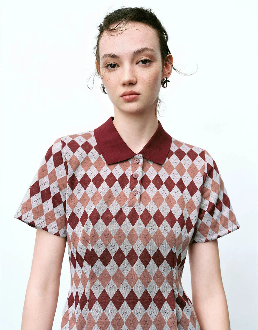 Argyle Printed A-Line Polo Dress sold by Urban Revivo product image thumbnail 4