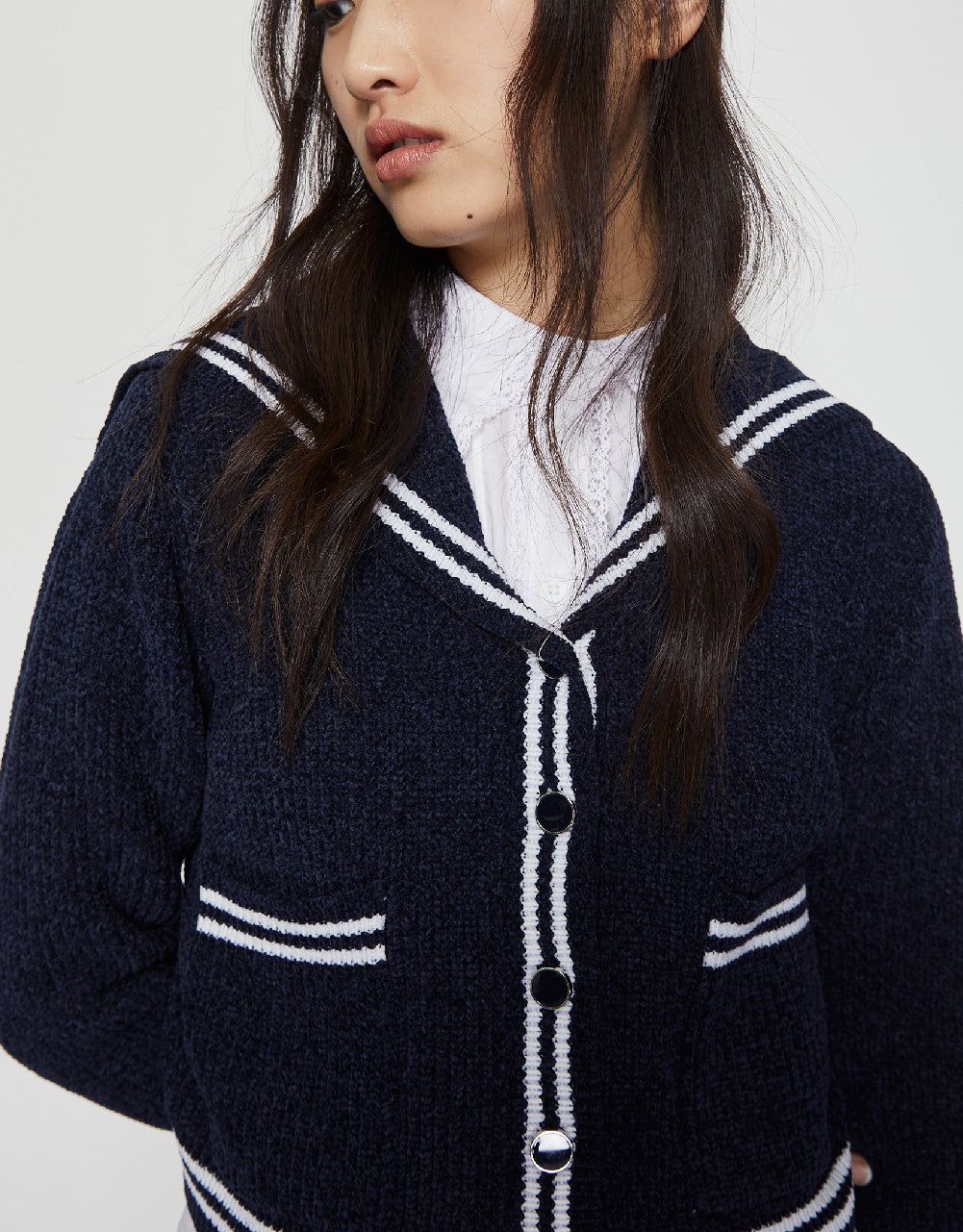 Sailor Collar Neck Knitted Cardigan sold by Urban Revivo product image thumbnail 5