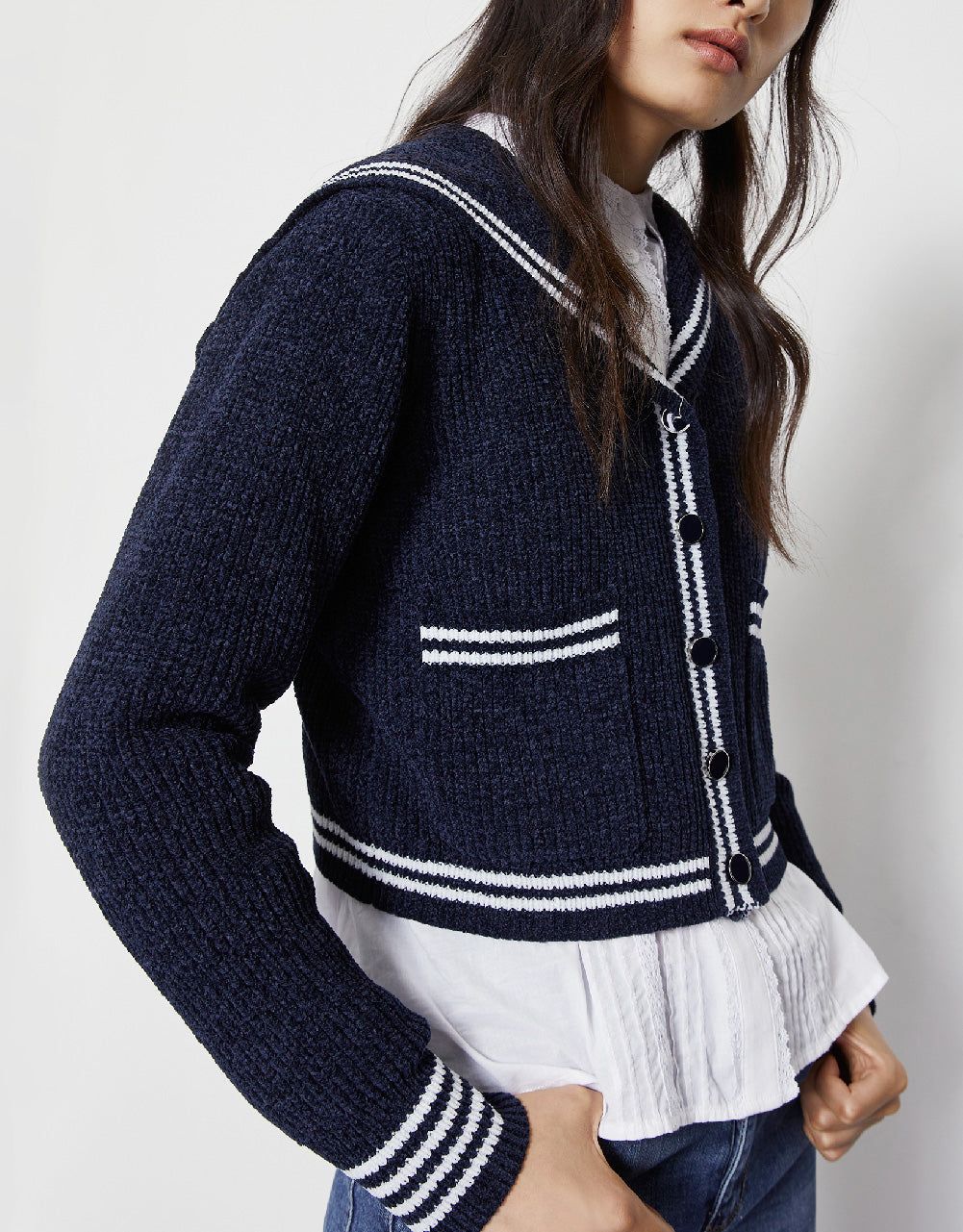 Sailor Collar Neck Knitted Cardigan sold by Urban Revivo product image thumbnail 3