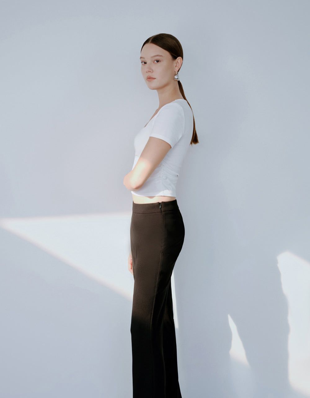 Square-Cut Collar Skinny T-Shirt sold by Urban Revivo product image thumbnail 3