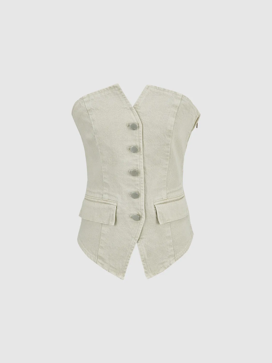 Sleeveless Denim Shirt sold by Urban Revivo product image thumbnail 3