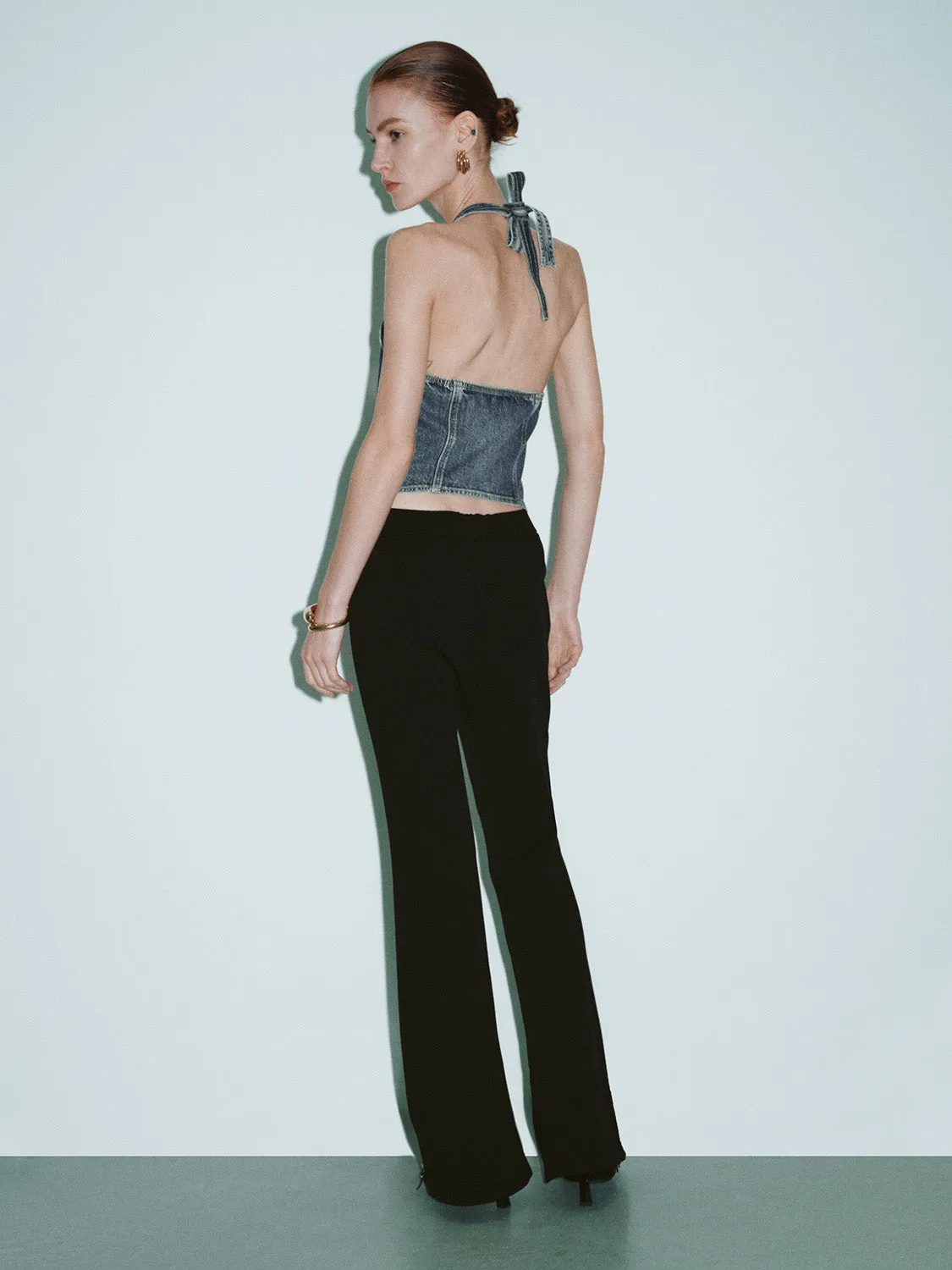 Halter Neck Sleeveless Denim Shirt sold by Urban Revivo product image thumbnail 4