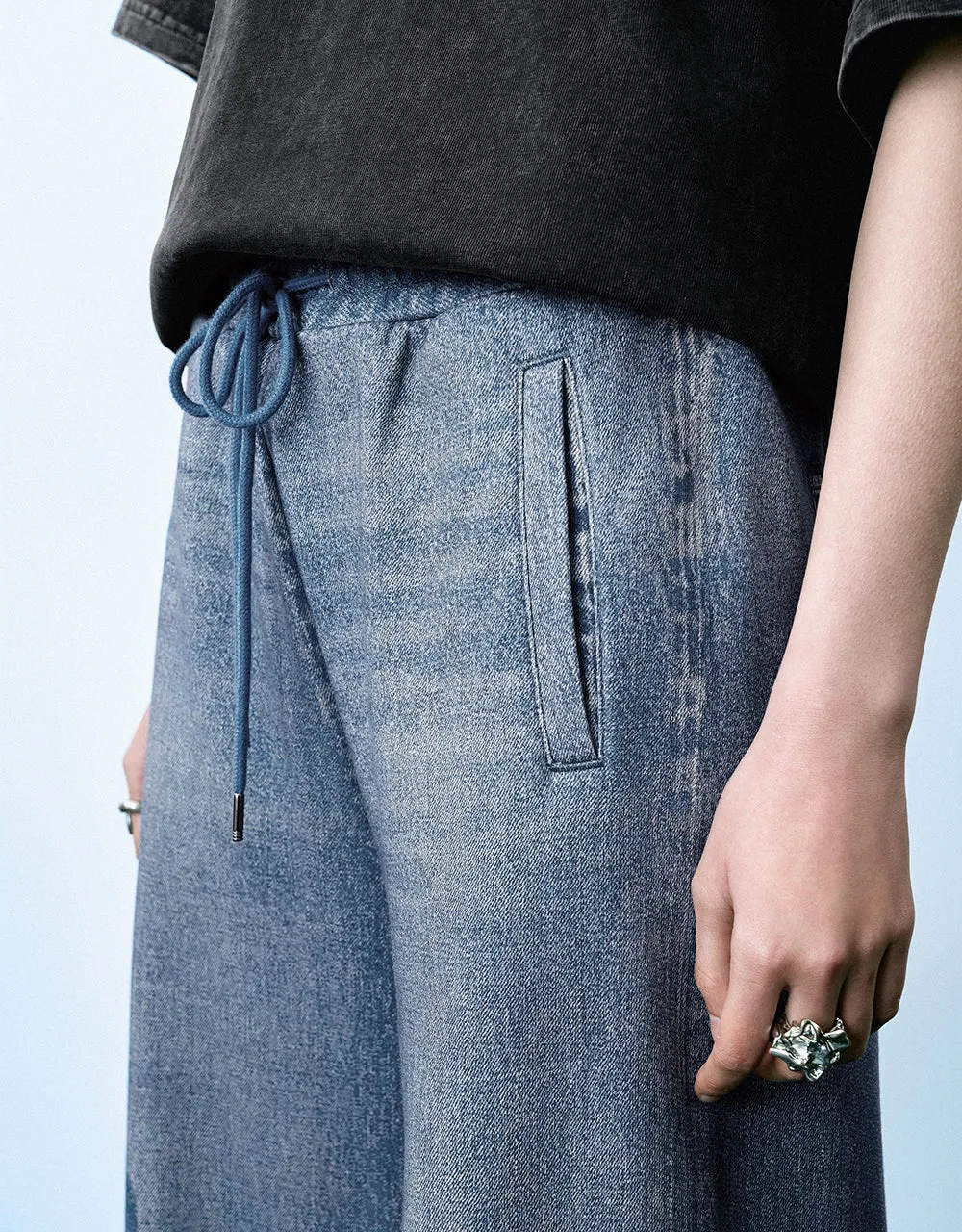 Drawstring Waist Wide-Leg Jeans sold by Urban Revivo product image thumbnail 5