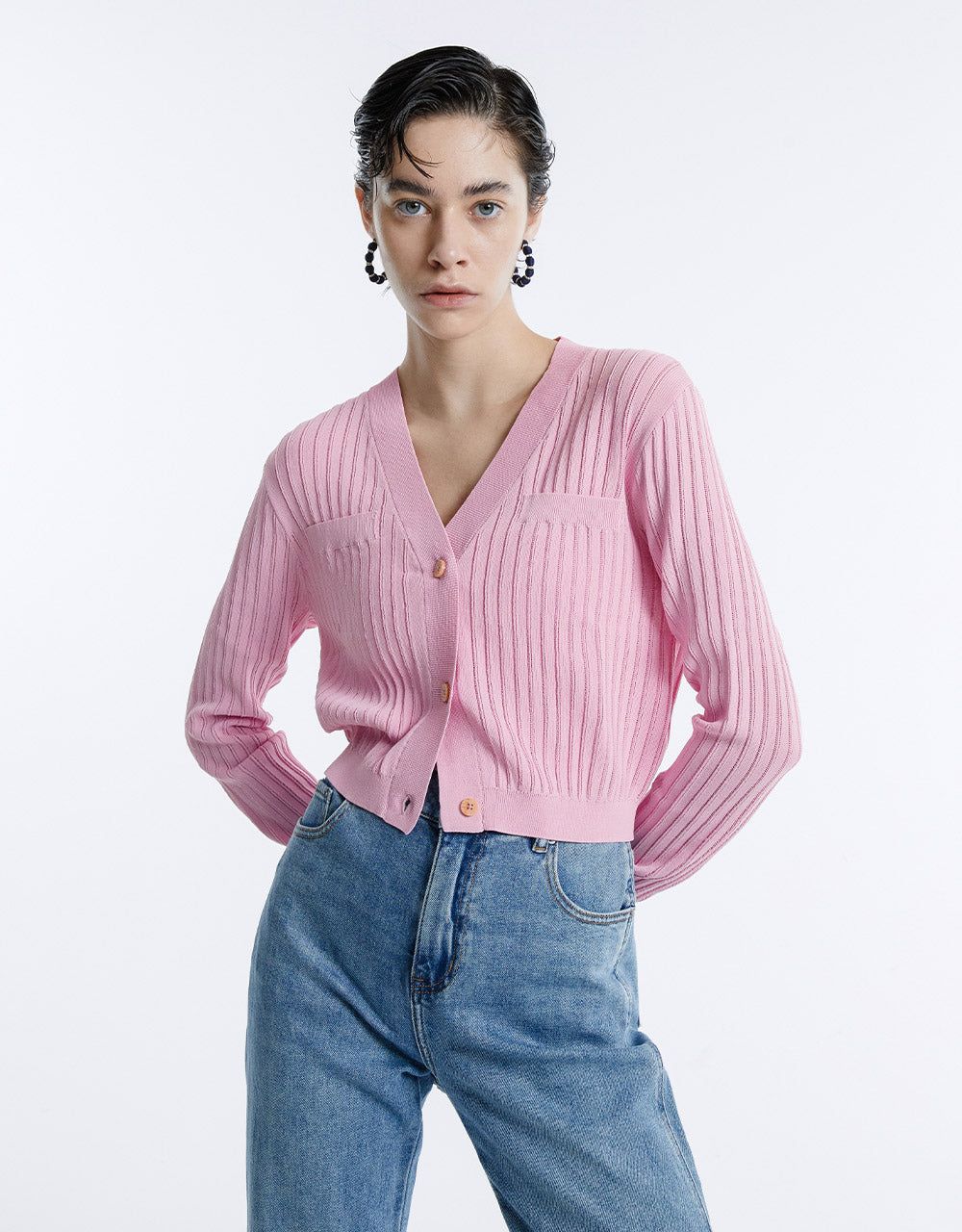 Rib Knit Cropped Cardigan sold by Urban Revivo product image thumbnail 2