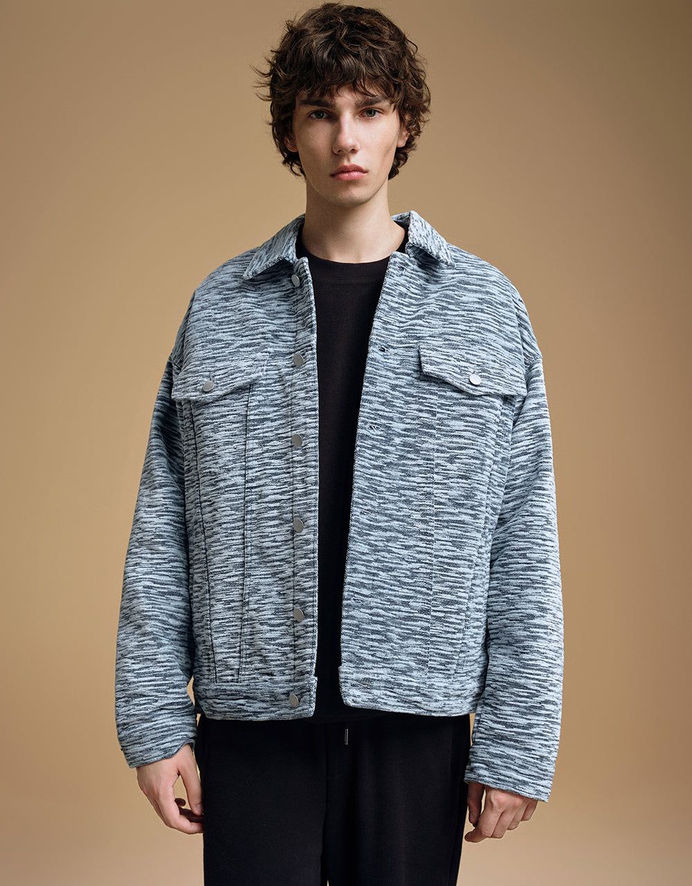 Textured Loose Denim Jacket sold by Urban Revivo