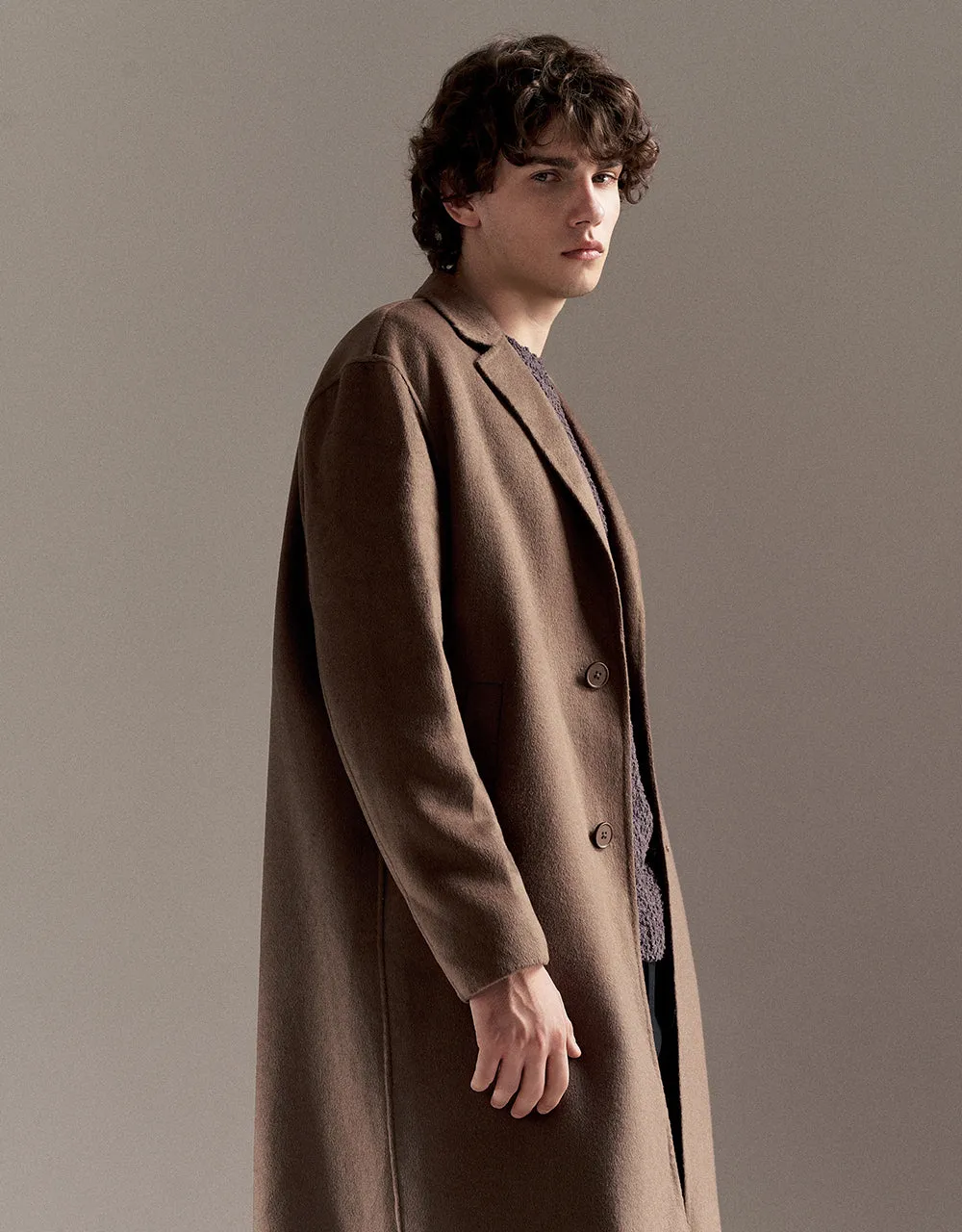 Notch Lapel Longline Woolen Coat sold by Urban Revivo product image thumbnail 3