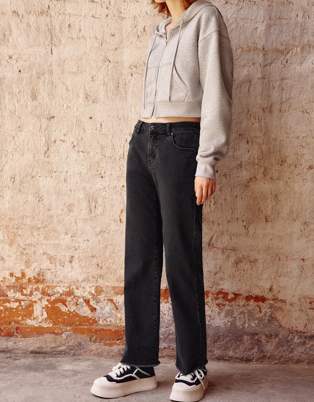 Raw Hem Straight Jeans sold by Urban Revivo product image thumbnail 4