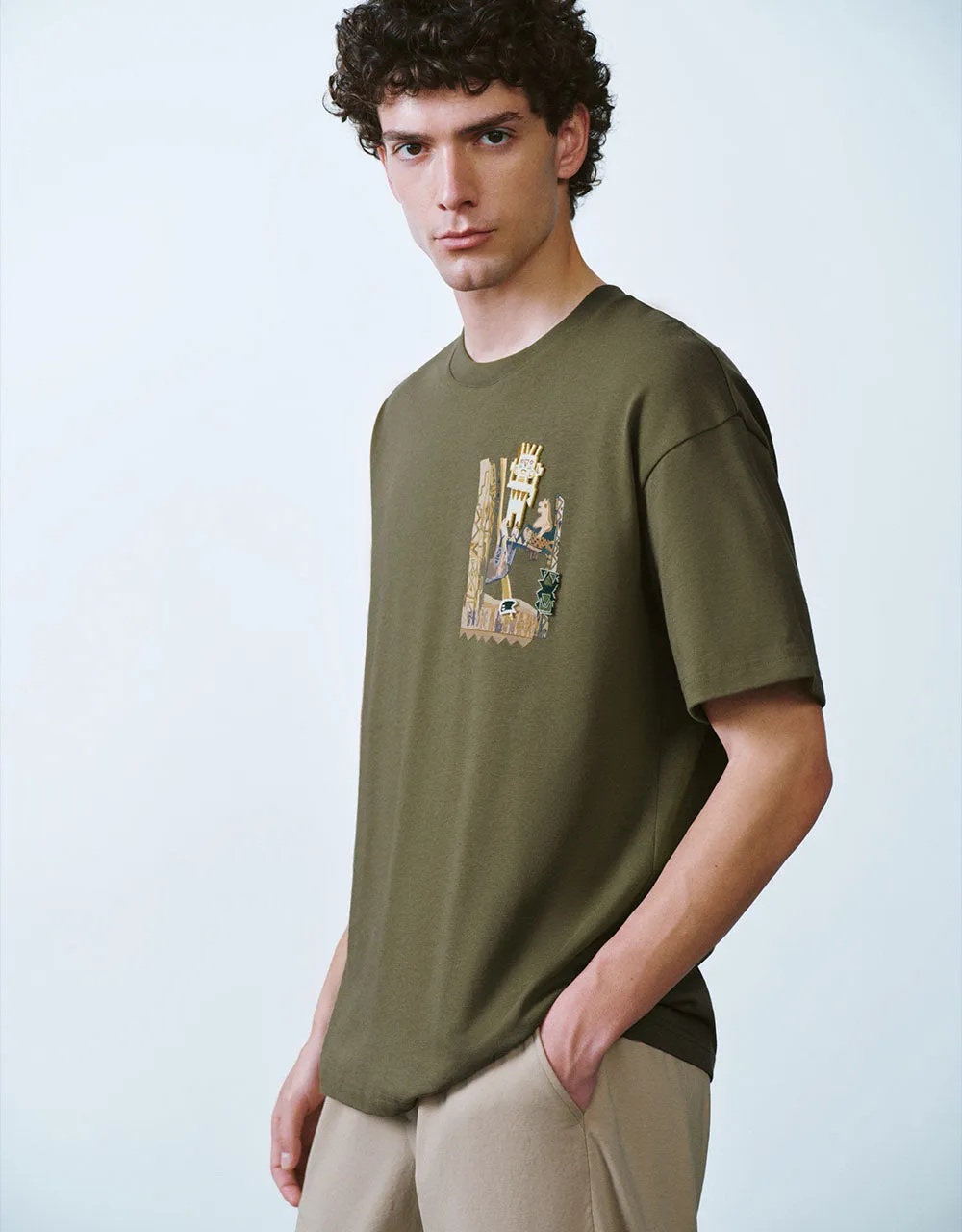 Printed Crew Neck Loose T-Shirt sold by Urban Revivo product image thumbnail 3