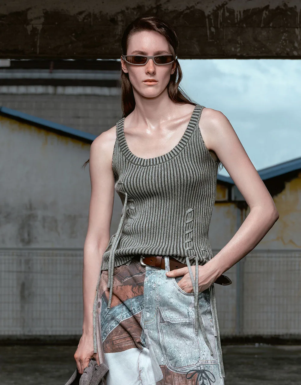 U Neck Knitted Tank Top sold by Urban Revivo product image thumbnail 3