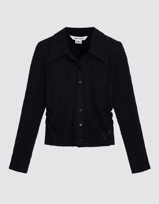 Ruched Button Up Fitted Blouse sold by Urban Revivo