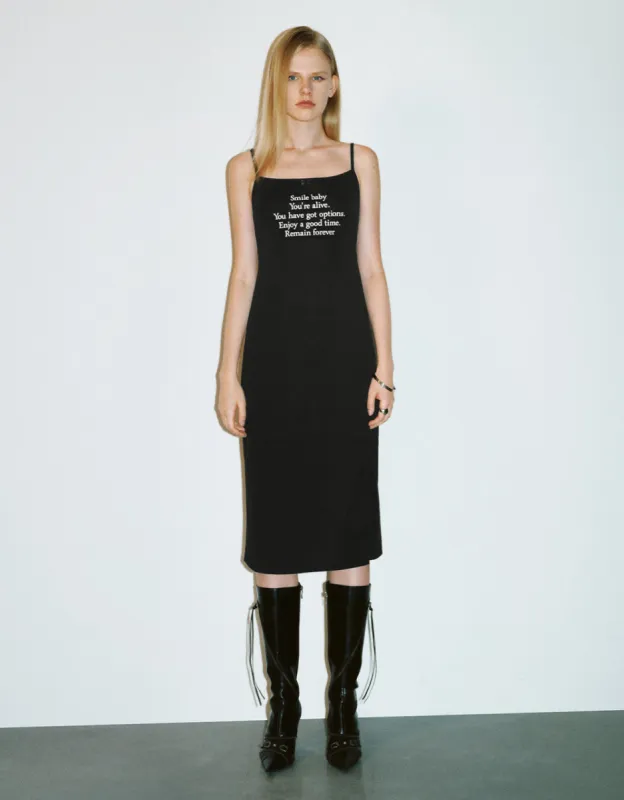 Letter Printed Straight Cami Dress sold by Urban Revivo