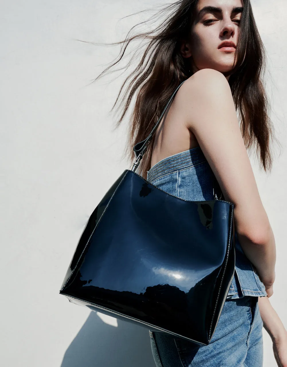 Button Up Denim Tube Top sold by Urban Revivo product image thumbnail 4