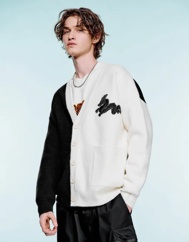 Two Toned V-Neck Knitted Cardigan sold by Urban Revivo