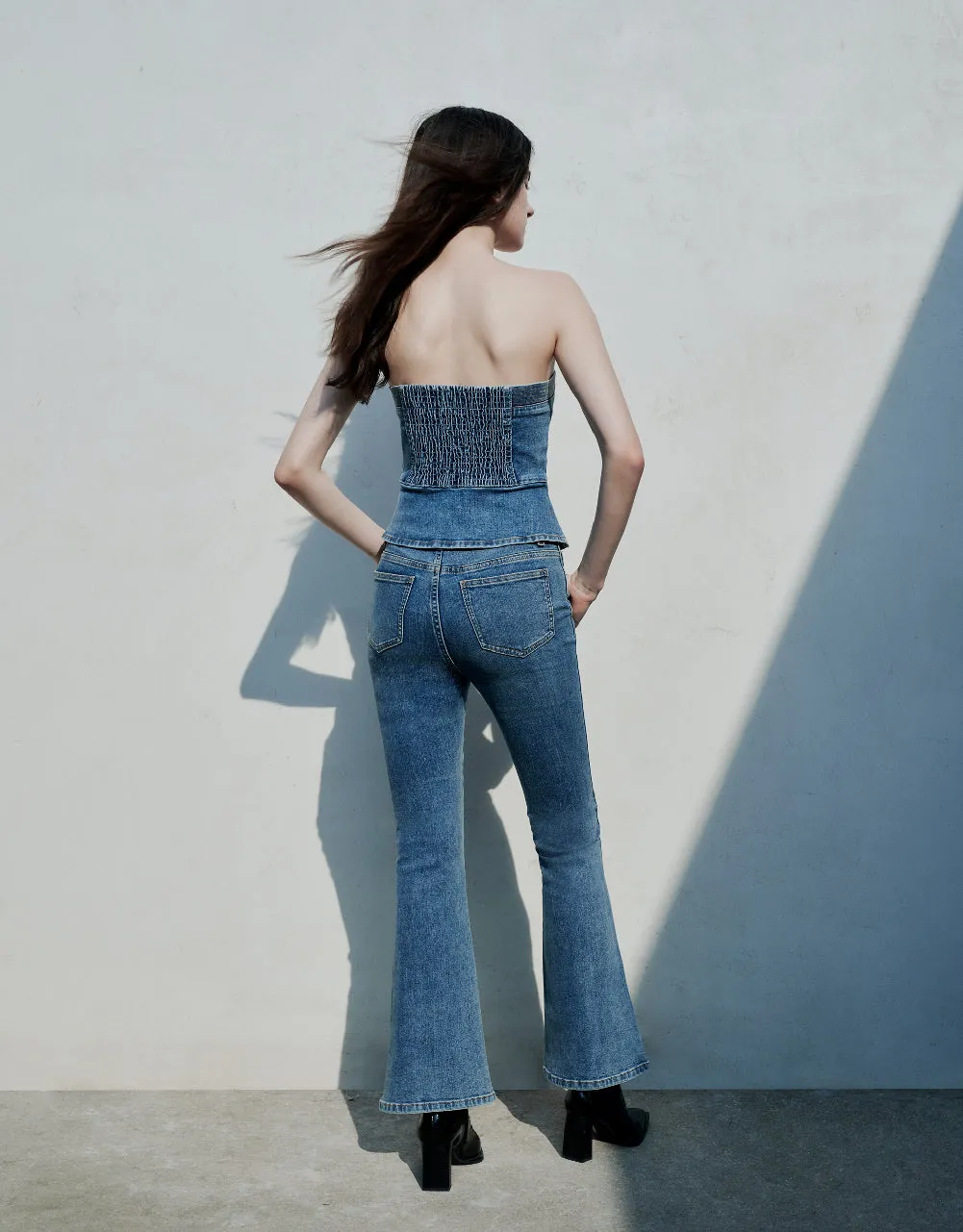 Button Up Denim Tube Top sold by Urban Revivo product image thumbnail 3