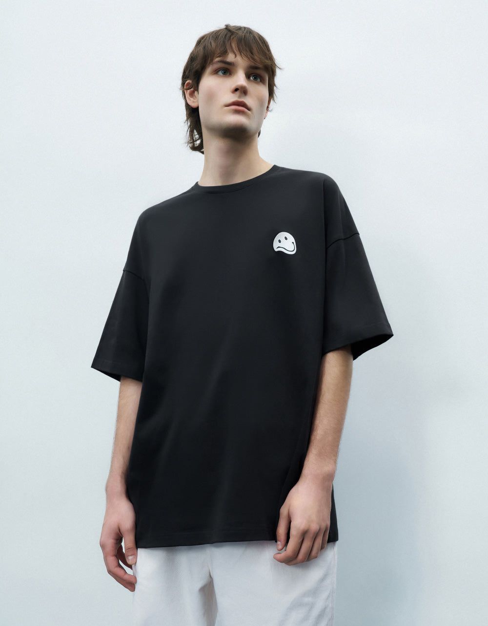 Smiley Detail Crew Neck T-Shirt sold by Urban Revivo