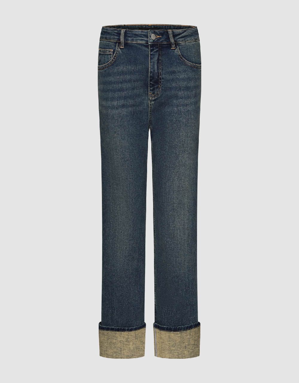 Rolled Up Hem Straight Jeans sold by Urban Revivo