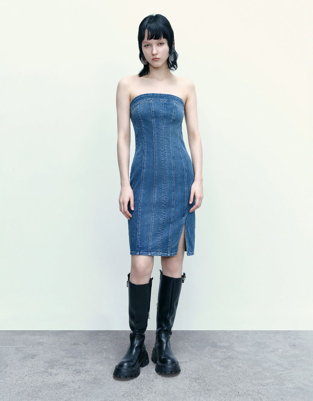 Sleeveless Off-Shoulder Denim Dress sold by Urban Revivo