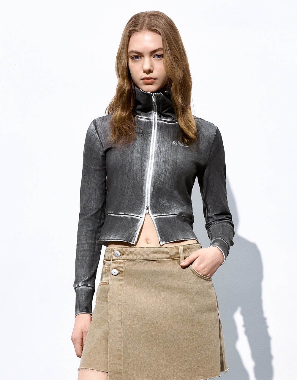 Zipper Front Knitted Jacket sold by Urban Revivo