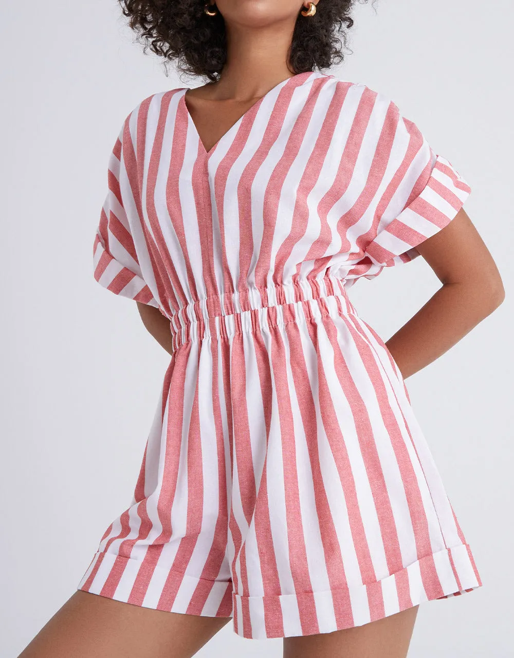 Striped Elastic Waist Romper sold by Urban Revivo product image thumbnail 2