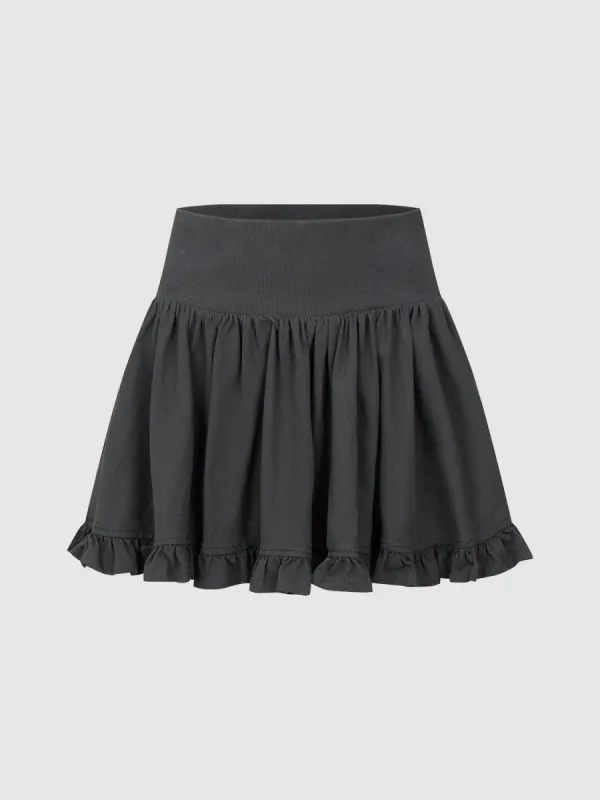 Elastic Waist Pleated Mini A-Line Skirt made by Urban Revivo