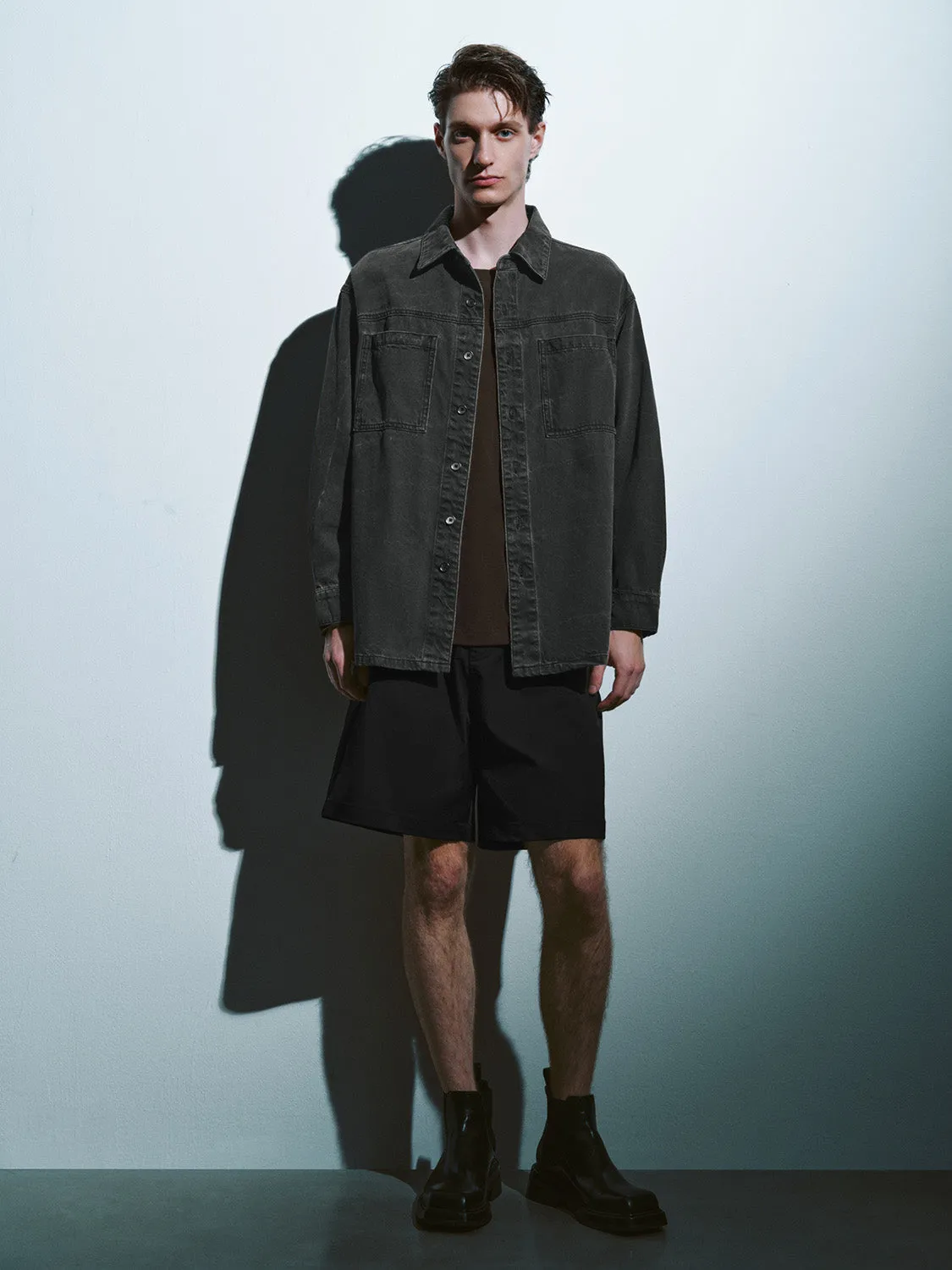 Button Up Loose Denim Shirt sold by Urban Revivo product image thumbnail 5