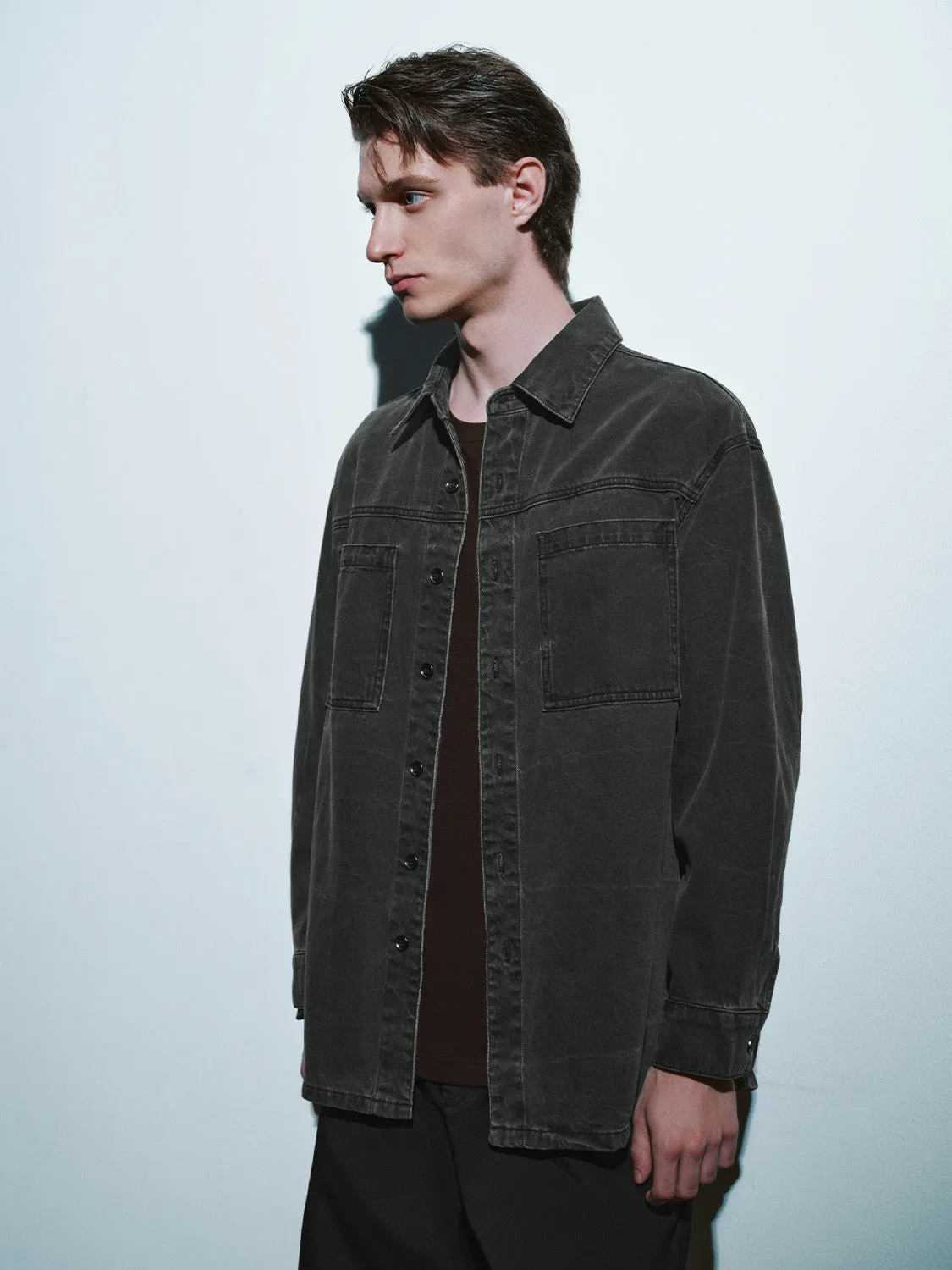 Button Up Loose Denim Shirt sold by Urban Revivo product image thumbnail 3