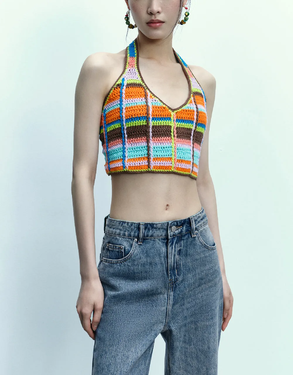 Halter Neck Crochet Striped Vest sold by Urban Revivo product image thumbnail 3