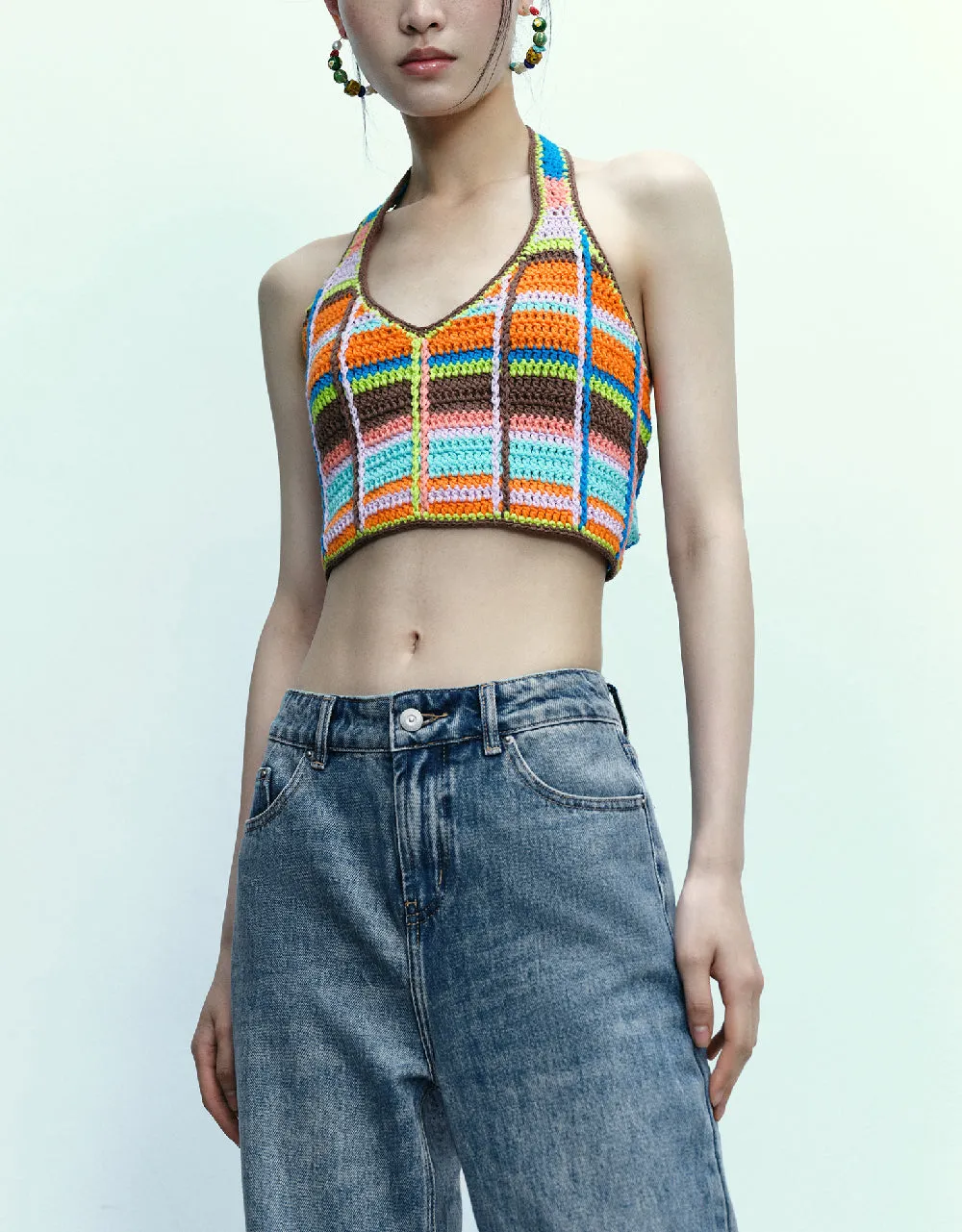 Halter Neck Crochet Striped Vest sold by Urban Revivo product image thumbnail 2