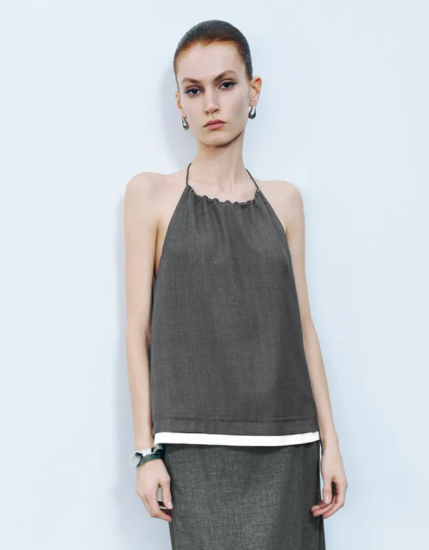 Halter Neck Skinny Cami Top sold by Urban Revivo