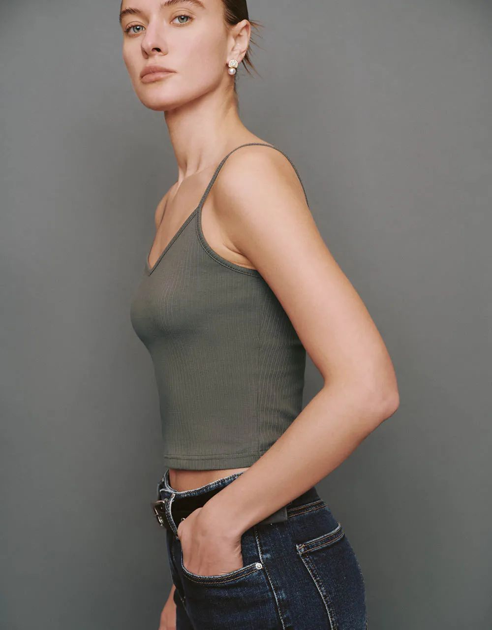 Basic V-Neck Knitted Cami Top sold by Urban Revivo product image thumbnail 3