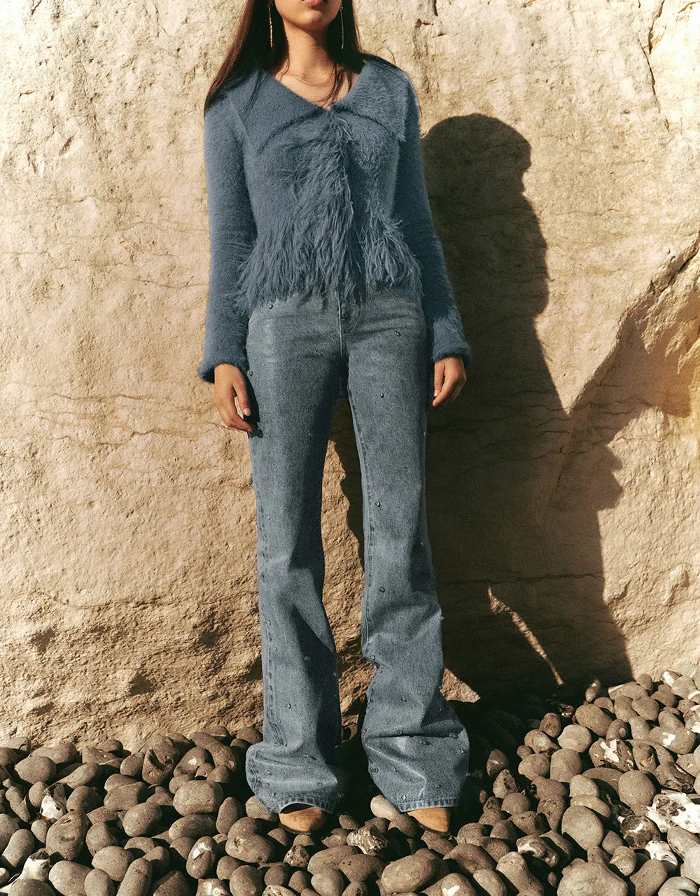 Rhinestone Décor Flare Jeans sold by Urban Revivo product image thumbnail 2