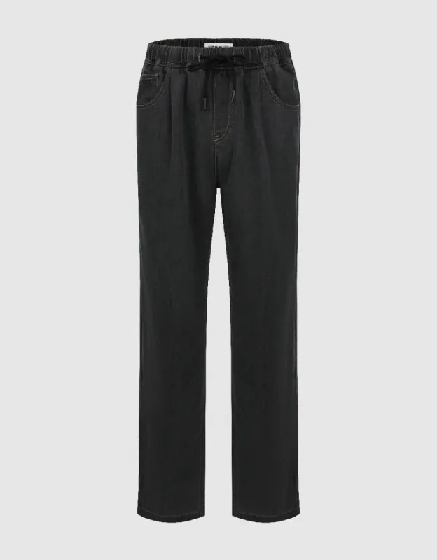 Elastic Wasit Straight Jeans sold by Urban Revivo