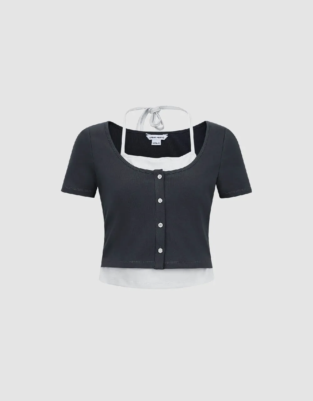 2 In 1 Halter Neck Knitted T-Shirt sold by Urban Revivo