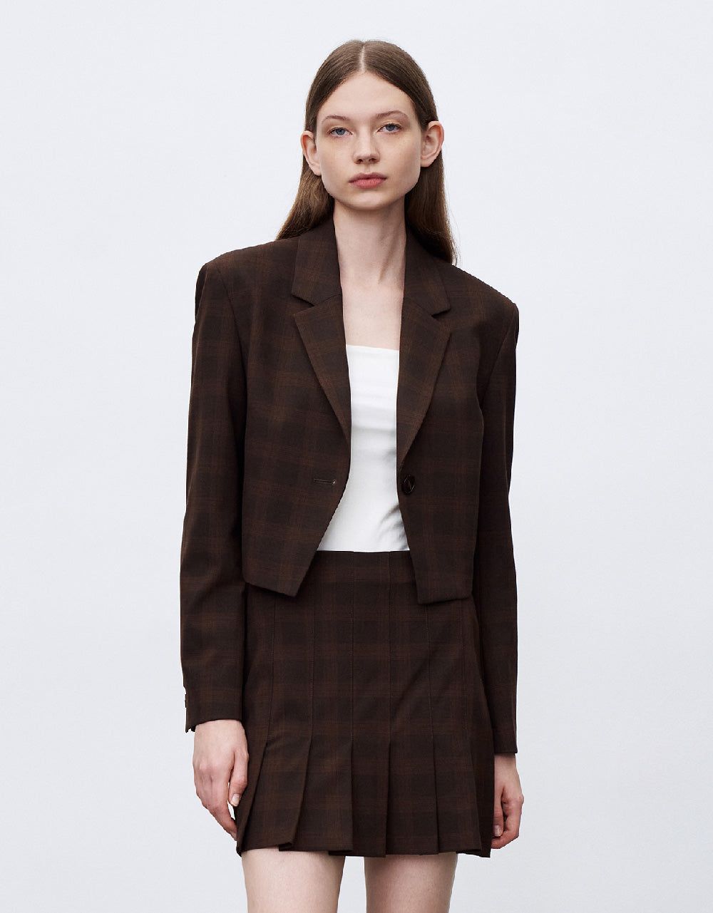 Cropped Plaid Blazer sold by Urban Revivo