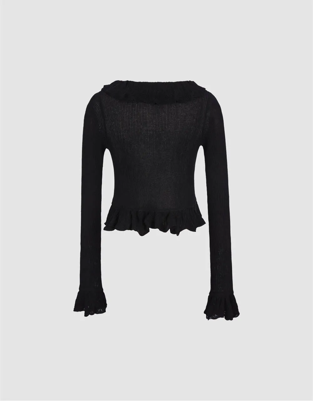 Ruffle V-Neck Knitted Cardigan sold by Urban Revivo product image thumbnail 5