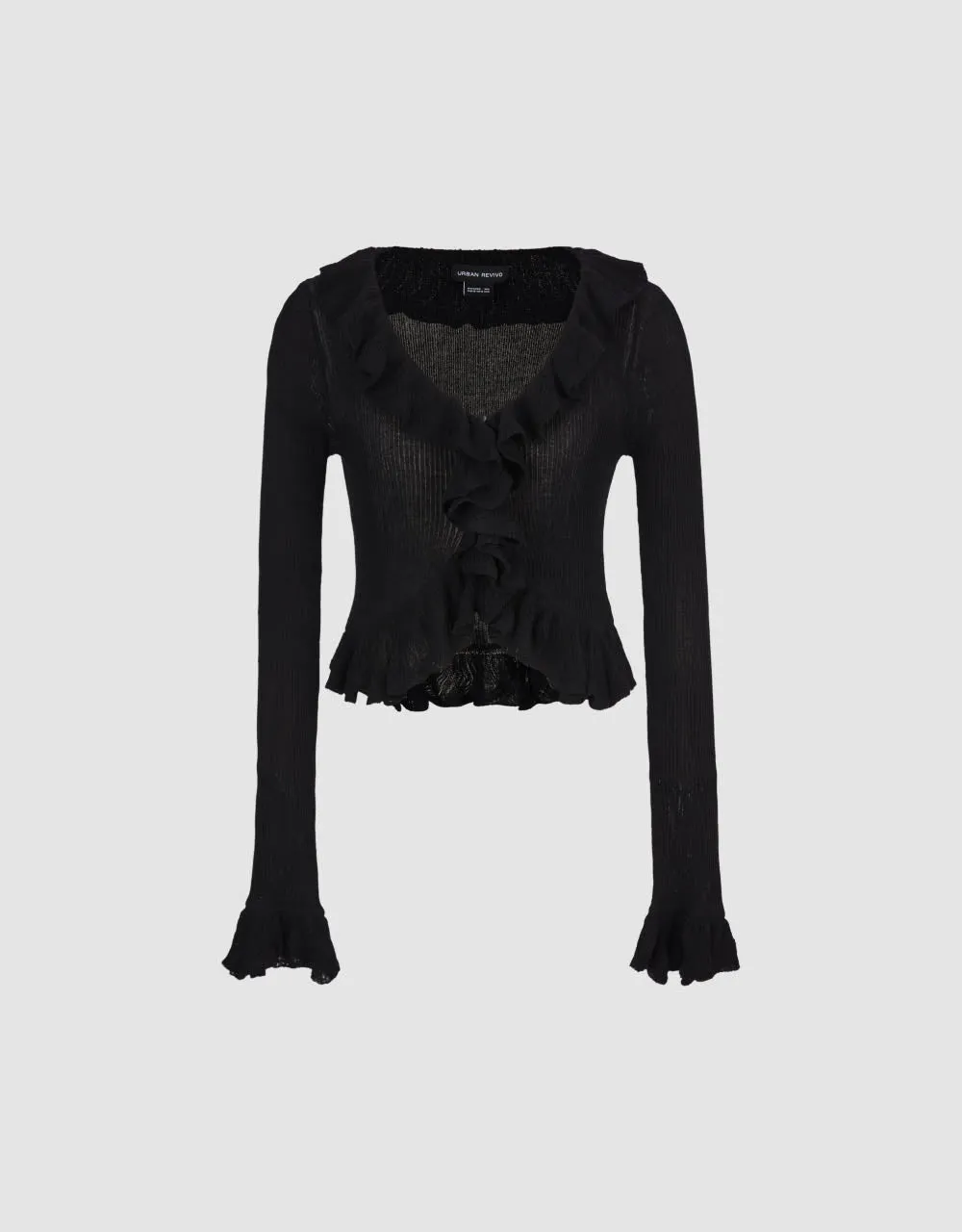 Ruffle V-Neck Knitted Cardigan sold by Urban Revivo product image thumbnail 2