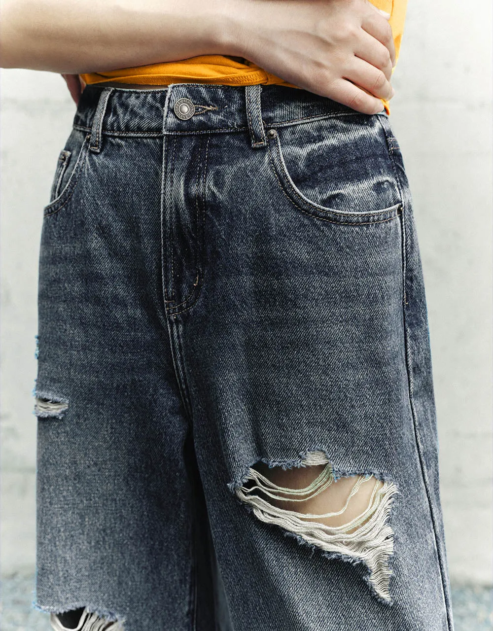 Ripped Wide-Leg Pants Jeans sold by Urban Revivo product image thumbnail 5
