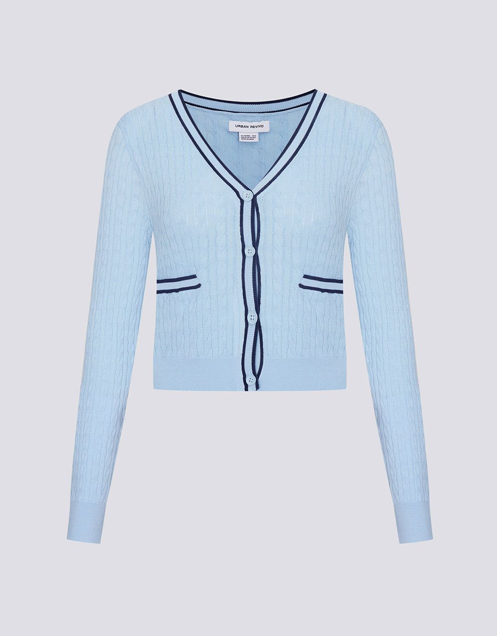 Contrast Trim Fitted Cardigan sold by Urban Revivo