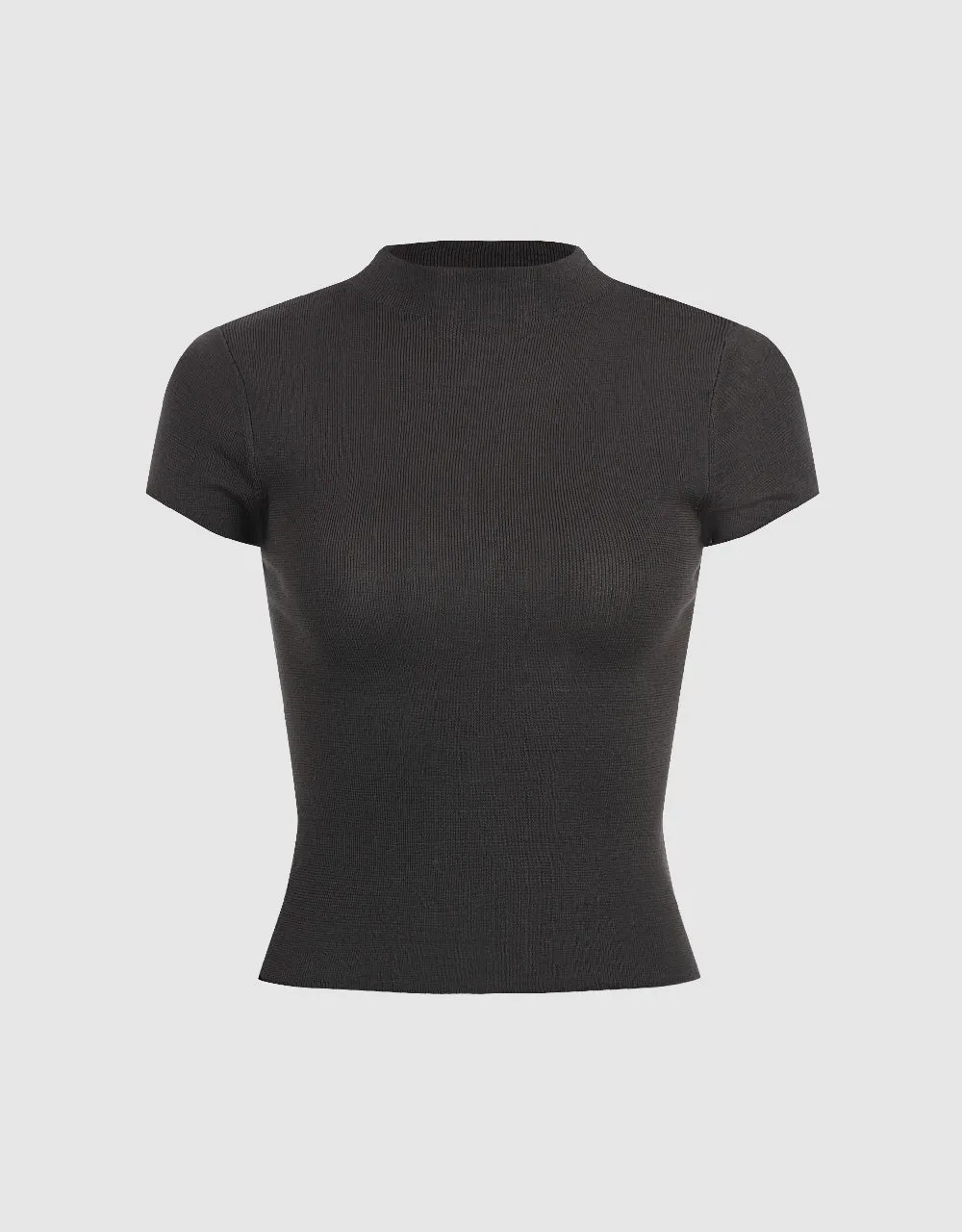 Stand Collar Skinny Knitted T-Shirt sold by Urban Revivo product image thumbnail 2